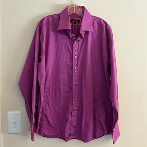 Bertigo Pink Paisley Flip‎ Cuff Button Shirt Men's Size 6